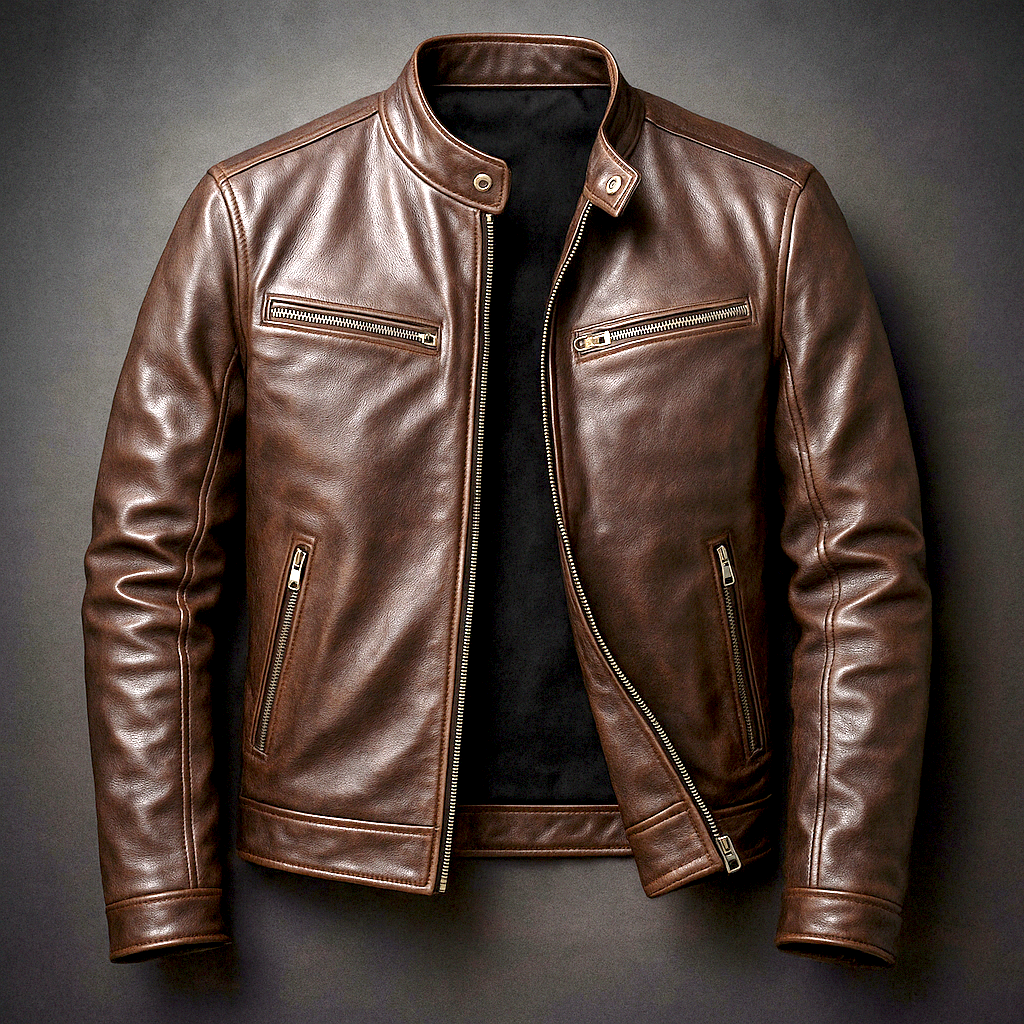 Jaromir | Vintage Leather Jacket with Zipper
