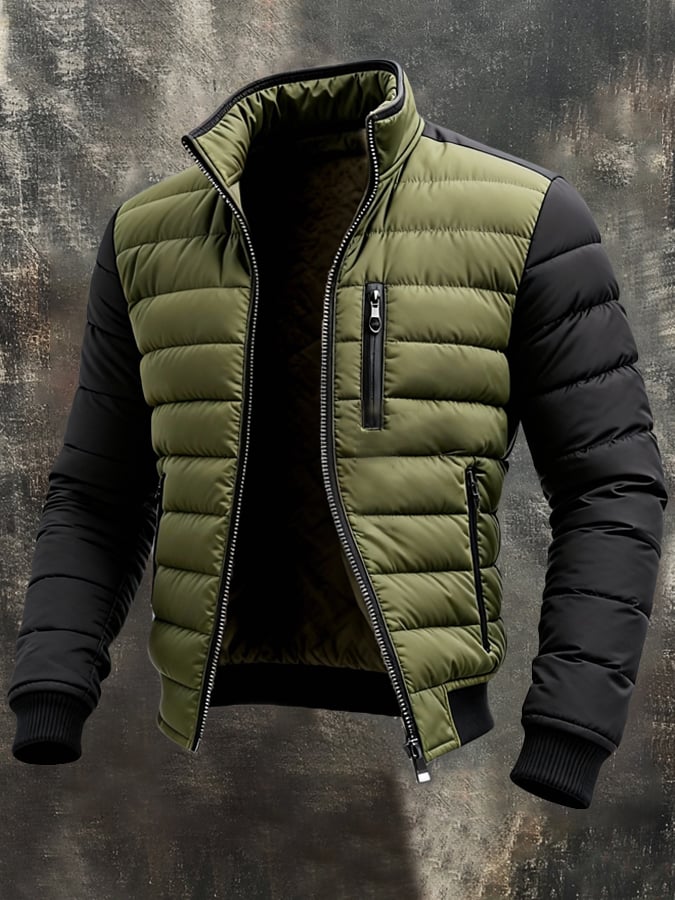 Ophira London™ | Modern Fit Quilted Zip-Up Jacket for Men