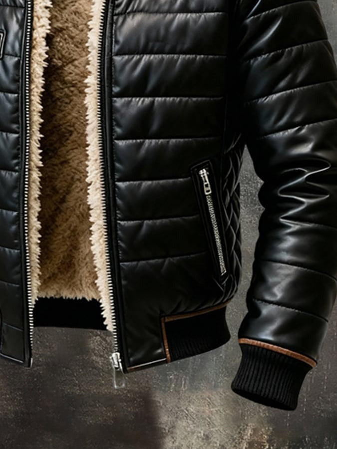 Logan™ | Black Quilted Jacket with Sherpa Lining