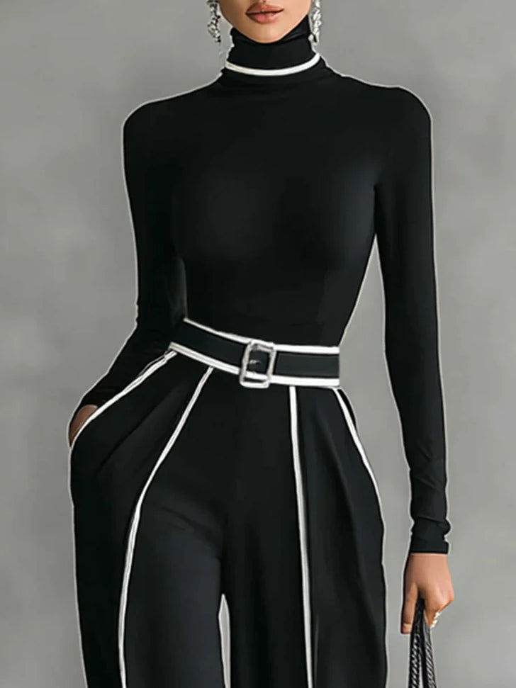 EMMA – Elegant two-piece set with high-neck top and wide-leg pants