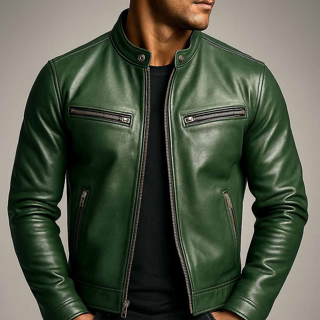 Jaromir | Vintage Leather Jacket with Zipper