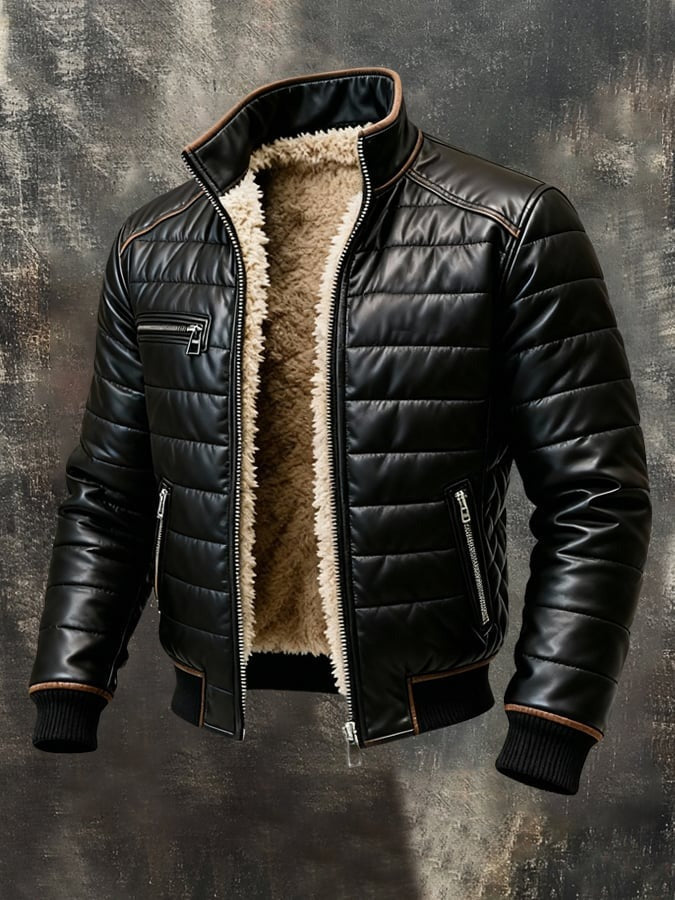 Logan™ | Black Quilted Jacket with Sherpa Lining