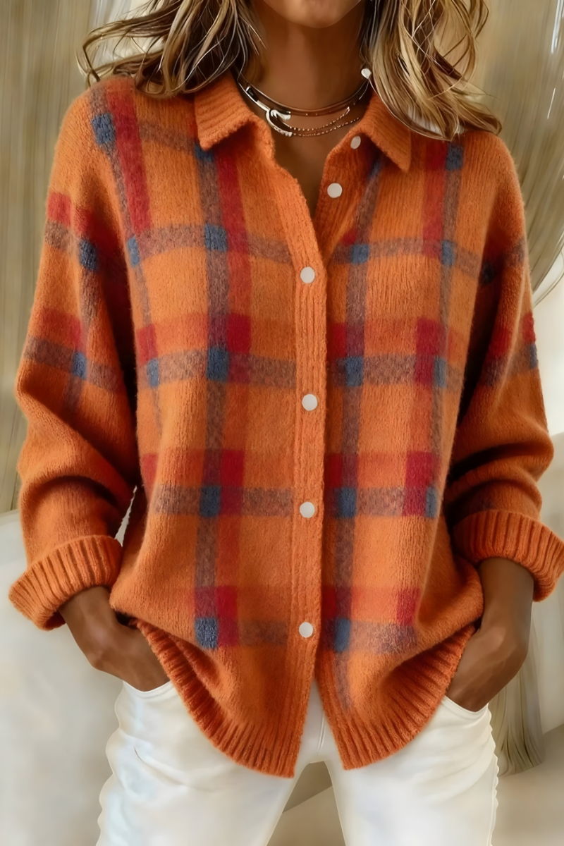 Anna™ | Soft Knit Plaid Cardigan