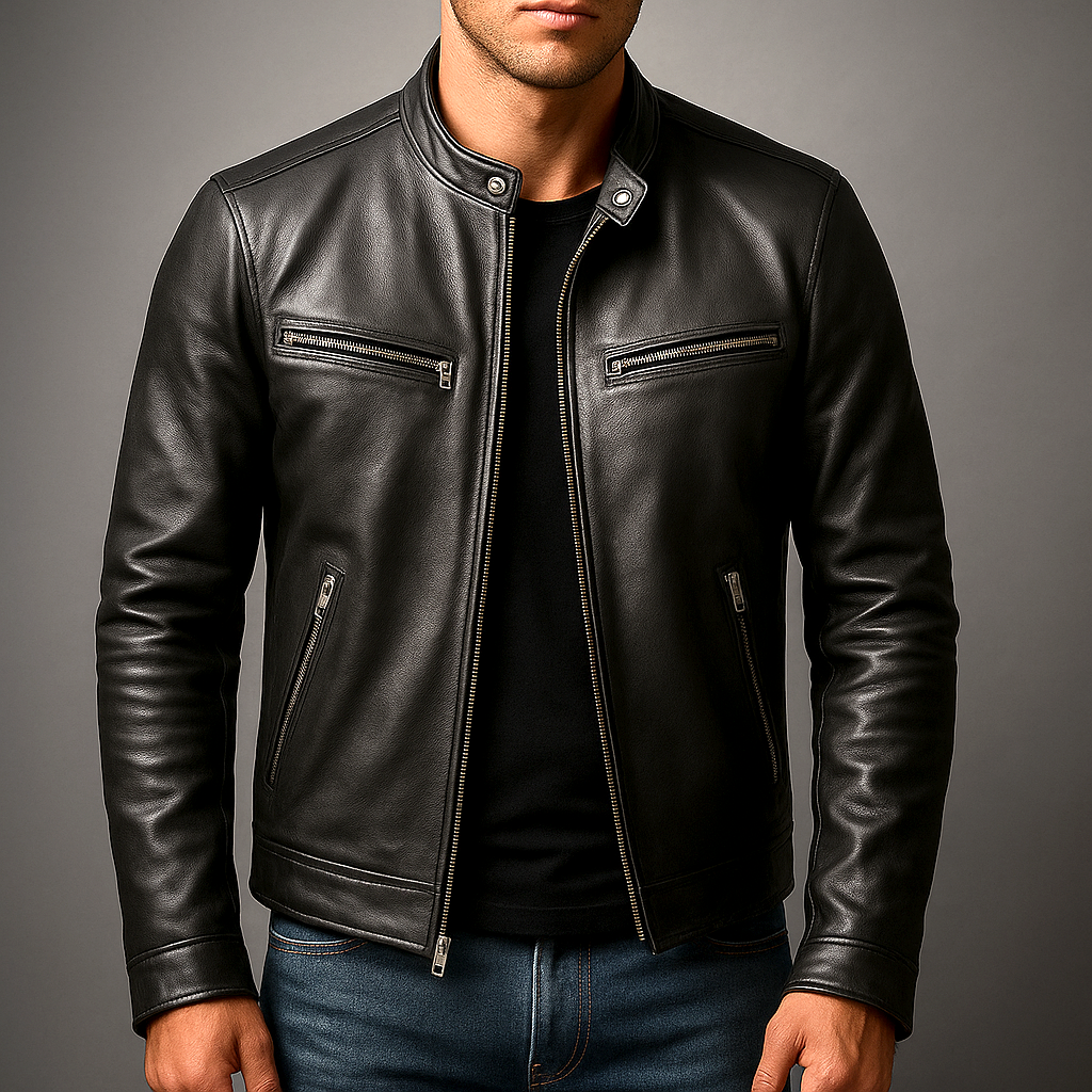 Jaromir | Vintage Leather Jacket with Zipper