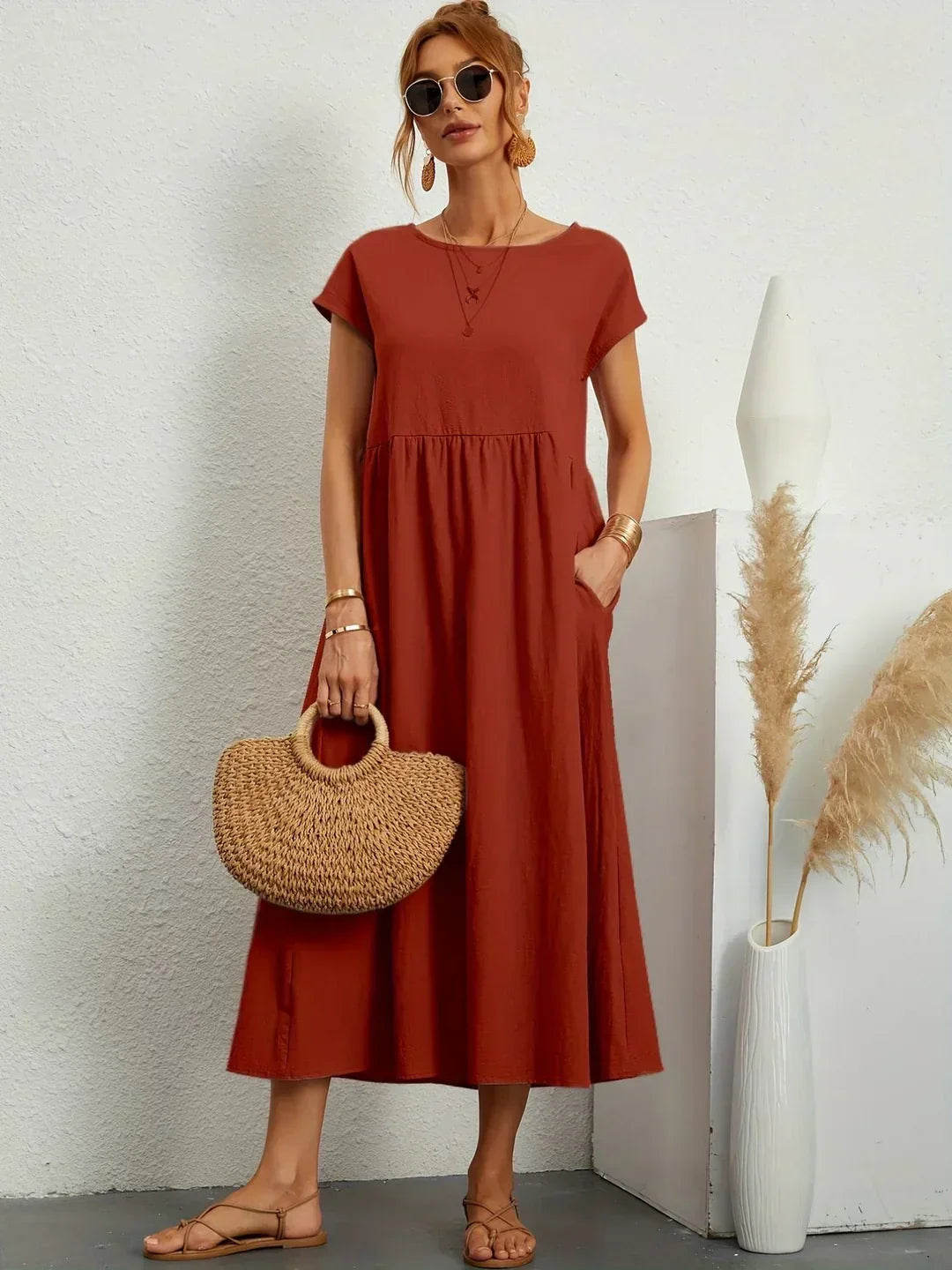 Gabrielle™ — Elegant Flowing Midi Dress with Timeless Style