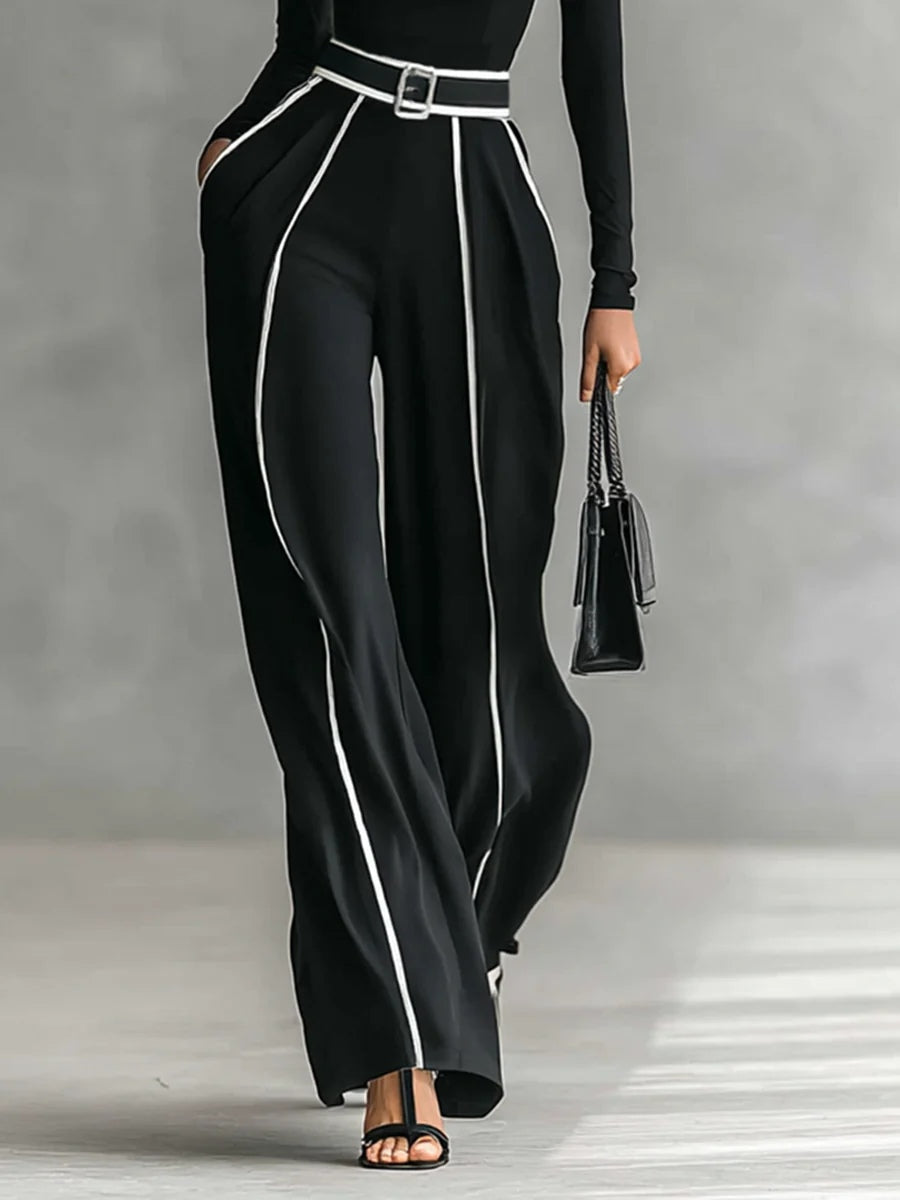EMMA – Elegant two-piece set with high-neck top and wide-leg pants